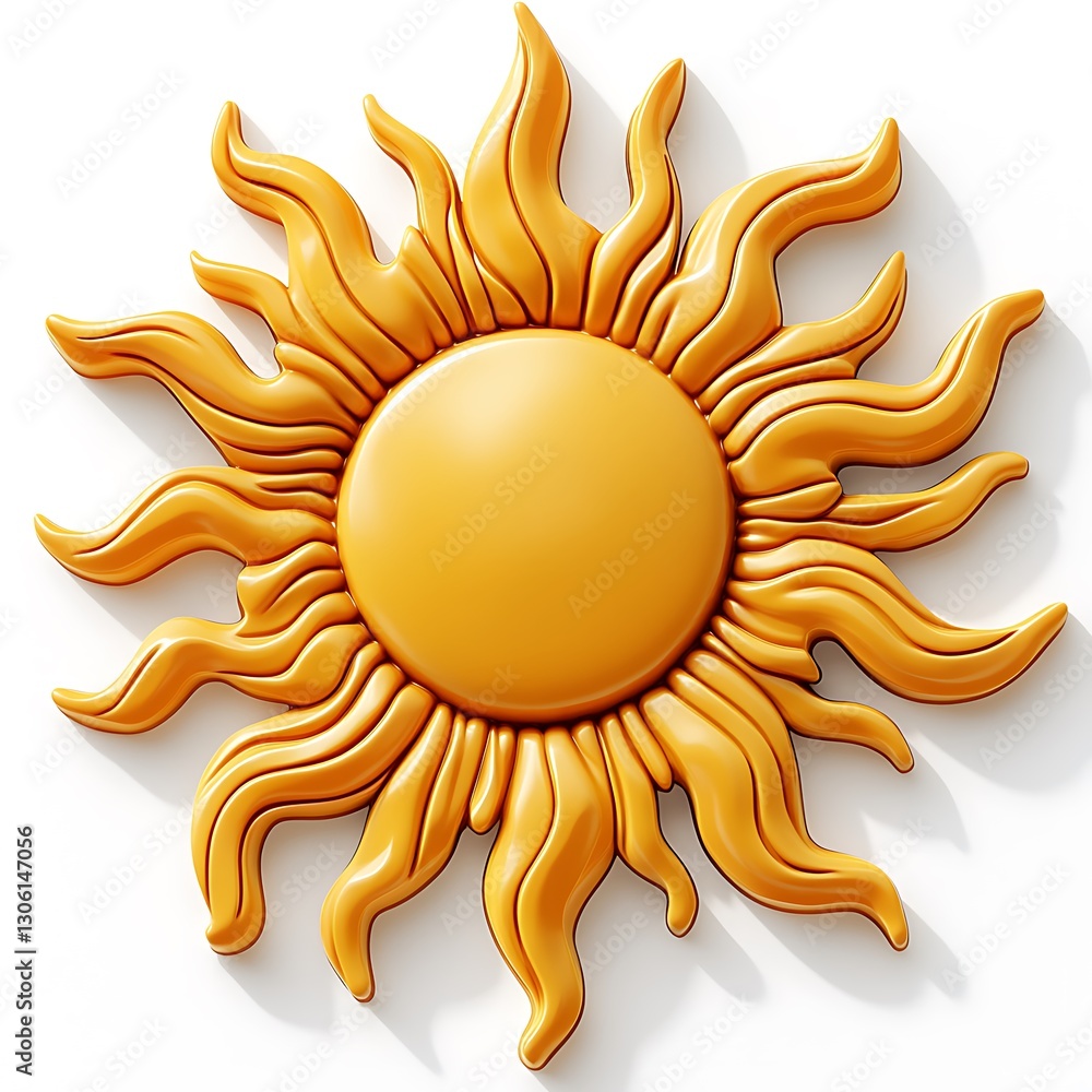 Isolated sun icon on a white background, 3D rendering, simple design, Isolated sun icon on a white background, 3D rendering, simple design,