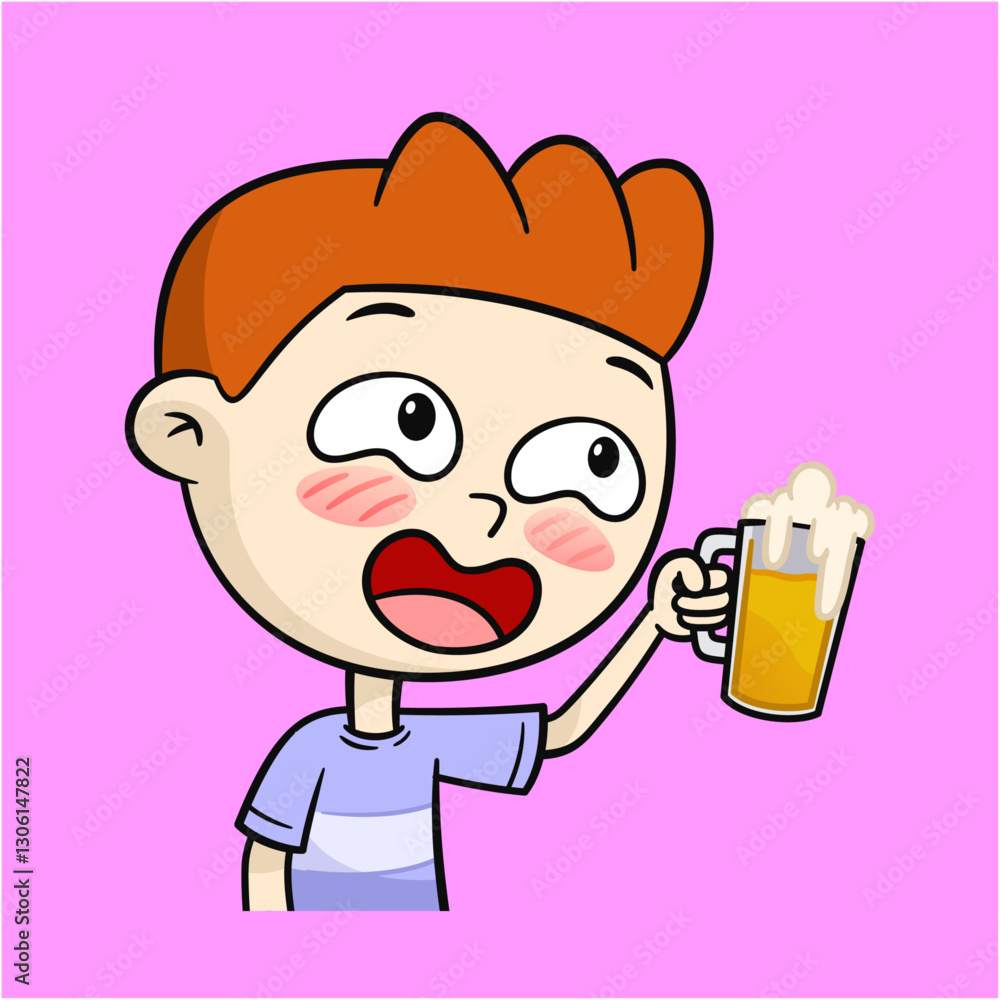 Cartoon Drinking Beer – Happy Character Enjoying a Drink Cartoon Drinking Beer – Happy Character Enjoying a Drink