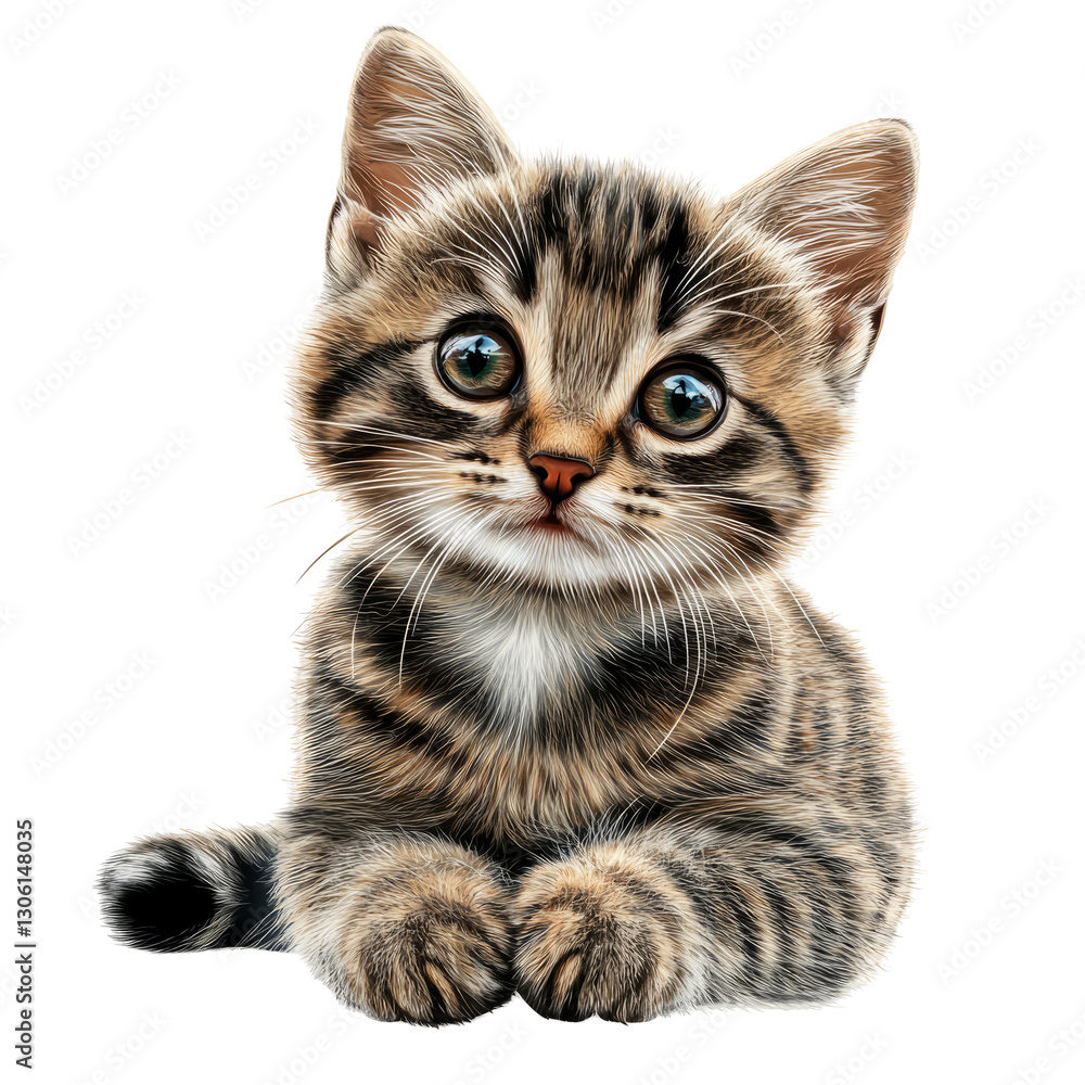 Obraz premium Adorable Tabby Kitten Illustration