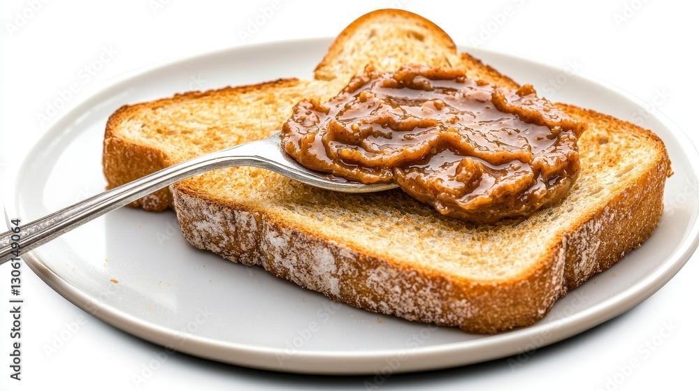 Delicious Peanut Butter Toast A Nutritious Breakfast or Snack, Capturing Golden-Brown Toast Slices Spread Generously with Creamy Peanut Butter, Served on a Classic White Plate, Perfect for Food Delicious Peanut Butter Toast A Nutritious Breakfast or Snack, Capturing Golden-Brown Toast Slices Spread Generously with Creamy Peanut Butter, Served on a Classic White Plate, Perfect for Food