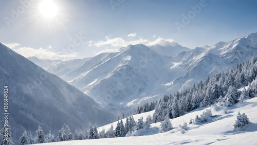 Wallpaper Mural snow covered mountains. ai generated Torontodigital.ca