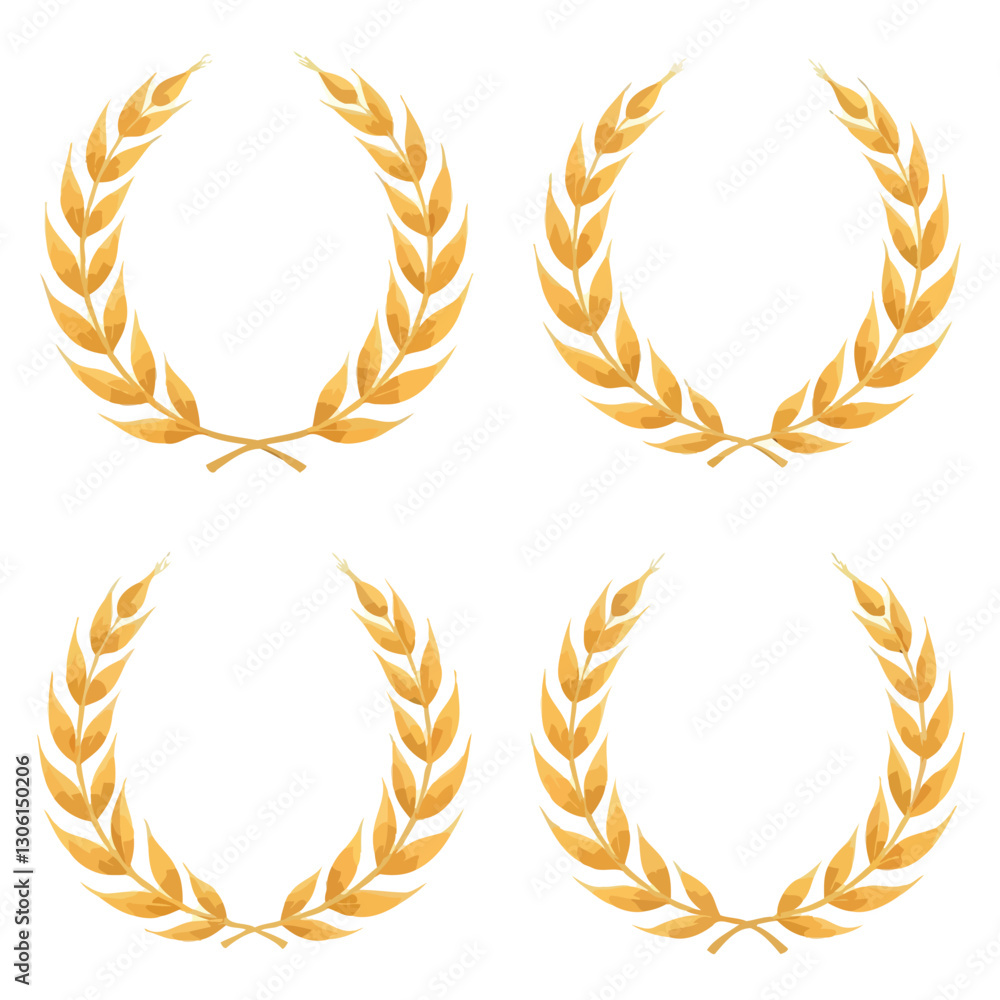 Wreath wheats ears icons and rice seed logo design elements set Wreath wheats ears icons and rice seed logo design elements set