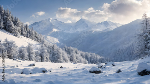 Wallpaper Mural snow covered mountains. ai generated Torontodigital.ca