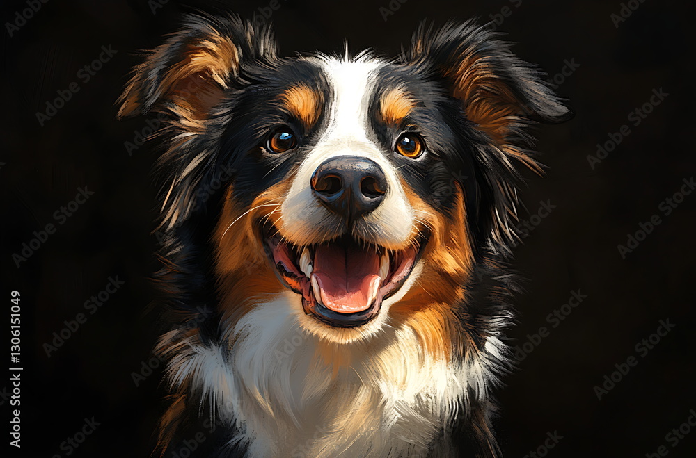 portrait happy border collie, ai generated portrait happy border collie, ai generated
