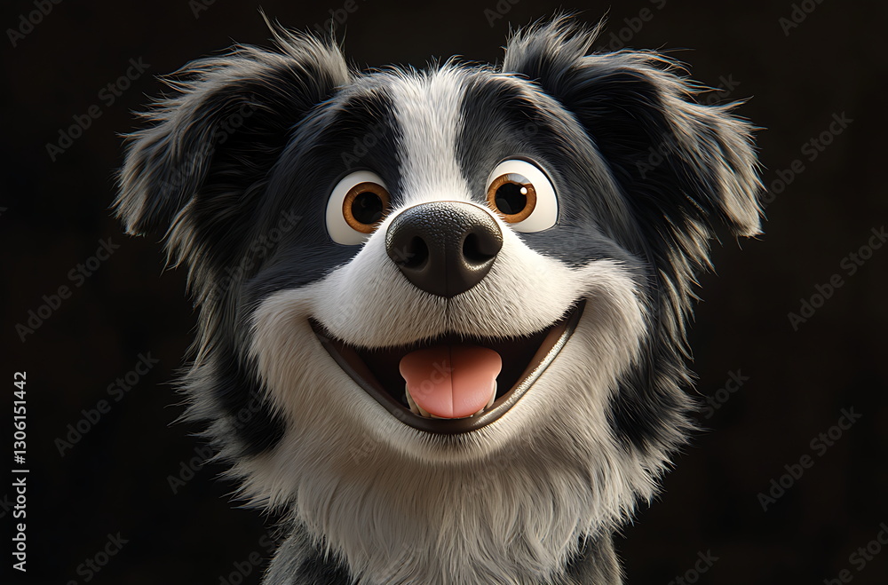 portrait happy border collie, ai generated portrait happy border collie, ai generated