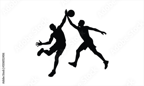Two basketball players in a jump ball