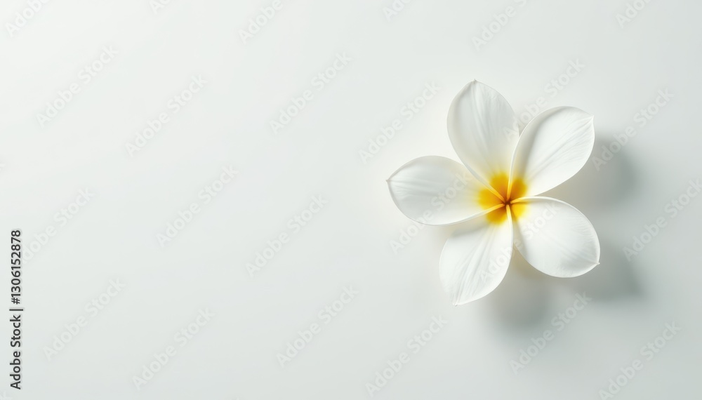 Single white flower, pristine and vibrant, against a seamless white backdrop, clean, studio shot flower Single white flower, pristine and vibrant, against a seamless white backdrop, clean, studio shot flower