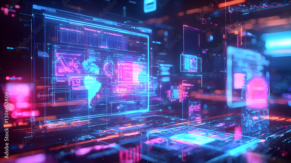 Digital data visualization and analysis virtual environment infographic technology futuristic concept Digital data visualization and analysis virtual environment infographic technology futuristic concept