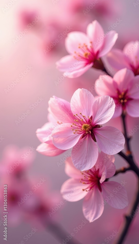 Soft pink blossoms, blurred gentle background, bloom, macro Soft pink blossoms, blurred gentle background, bloom, macro