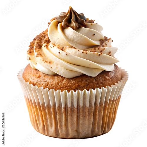 vanilla cupcake on white cream on white background 
