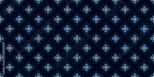 Abstract shapes geometric motif elegant pattern seamless ornate background. Flowers ornament floral concept art. Modern fabric design textile swatch ladies dress, man shirt all over print block.