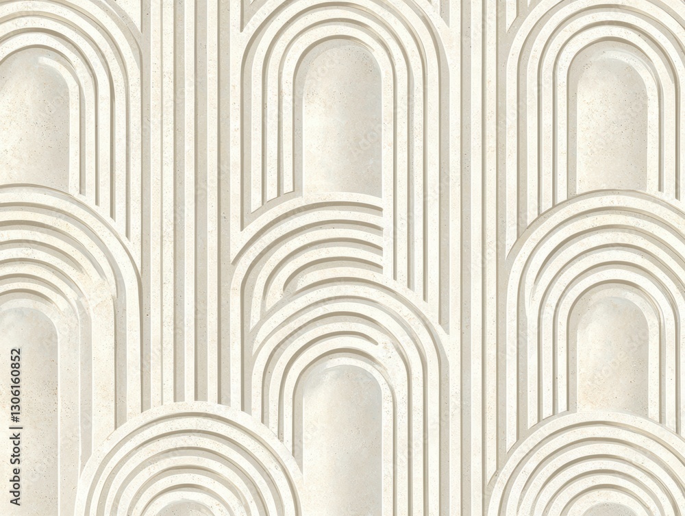 Naklejka premium Seamless thin silver lines forming an Art Deco-inspired grid over a warm ivory marble background