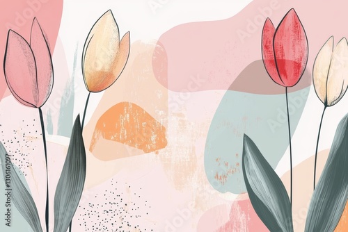 Wallpaper Mural A painting of flowers with a pink background Torontodigital.ca