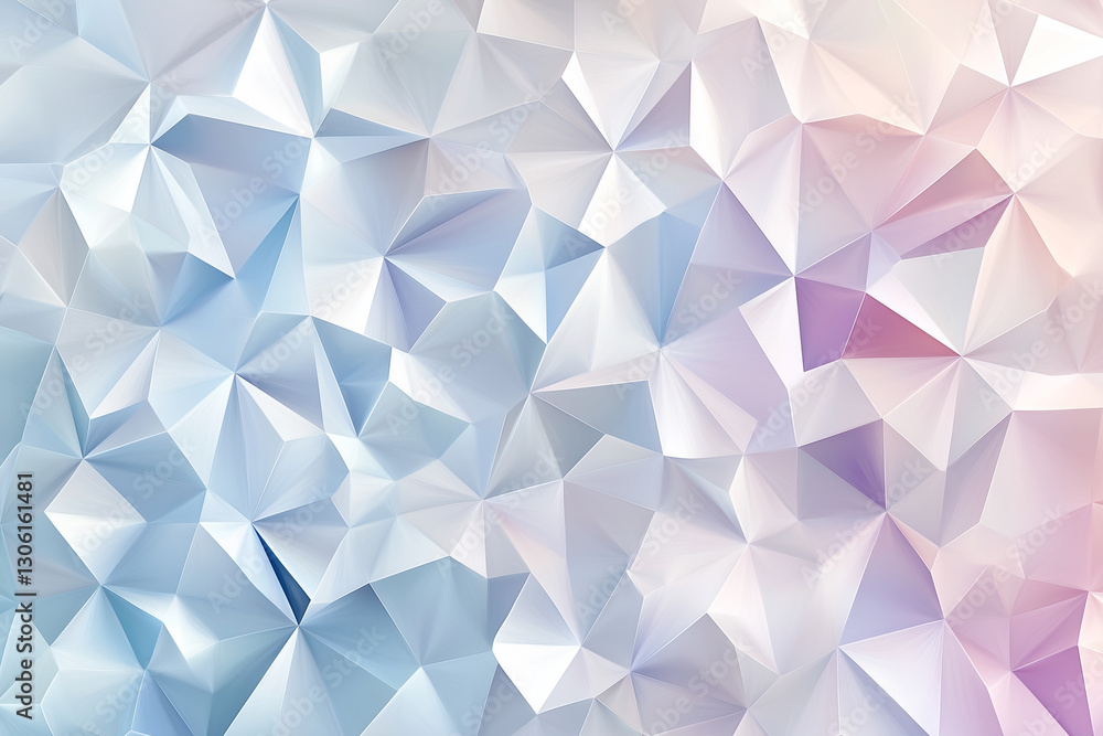 blue and pink background with white triangles. The triangles are of different sizes and are scattered throughout the image. Scene is one of calmness and serenity, as the colors blue and pink background with white triangles. The triangles are of different sizes and are scattered throughout the image. Scene is one of calmness and serenity, as the colors