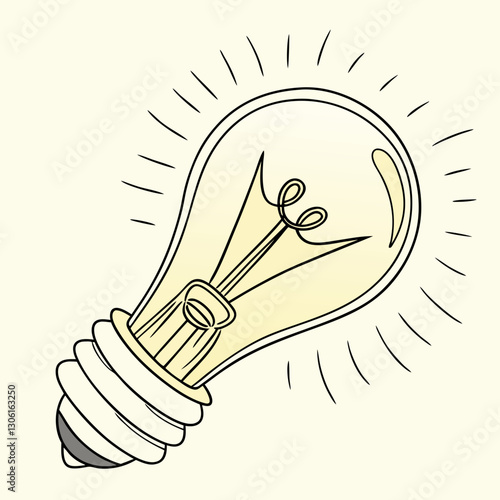 glowing light bulb illustration with rays emanating from it, symbolizing ideas and creativity. design is simple yet effective, perfect for various projects