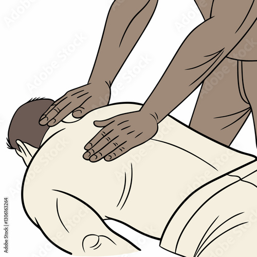 Performing CPR on unconscious person, first aid, emergency response, life saving technique, medical assistance, health care, rescue operation, chest compressions, training, safety