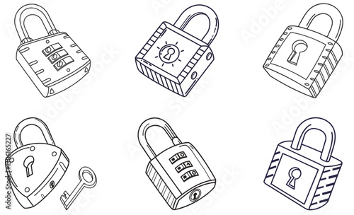School, Travel and Gym Lockers Vector Icon Set
