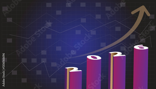 New year 2026 business ambitious target setup concept, Fast business and financial growth vector illustration design background