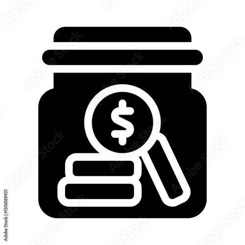 savings jar glyph icon