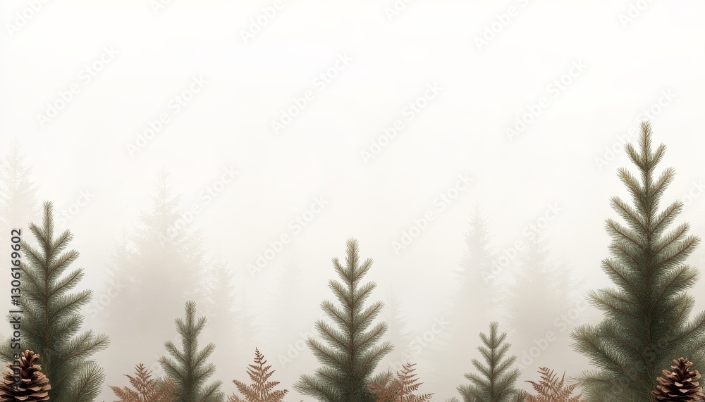 Obraz premium Foggy Forest Scene, Calm Nature