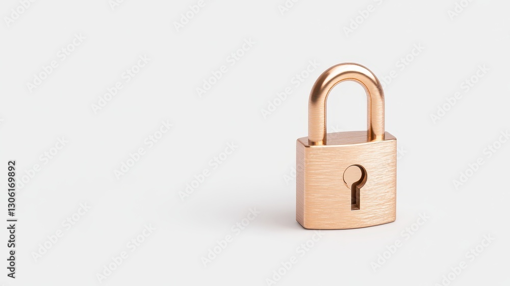 Gold padlock with key isolated on white background symbolizing security protection and confidentiality in locking Gold padlock with key isolated on white background symbolizing security protection and confidentiality in locking