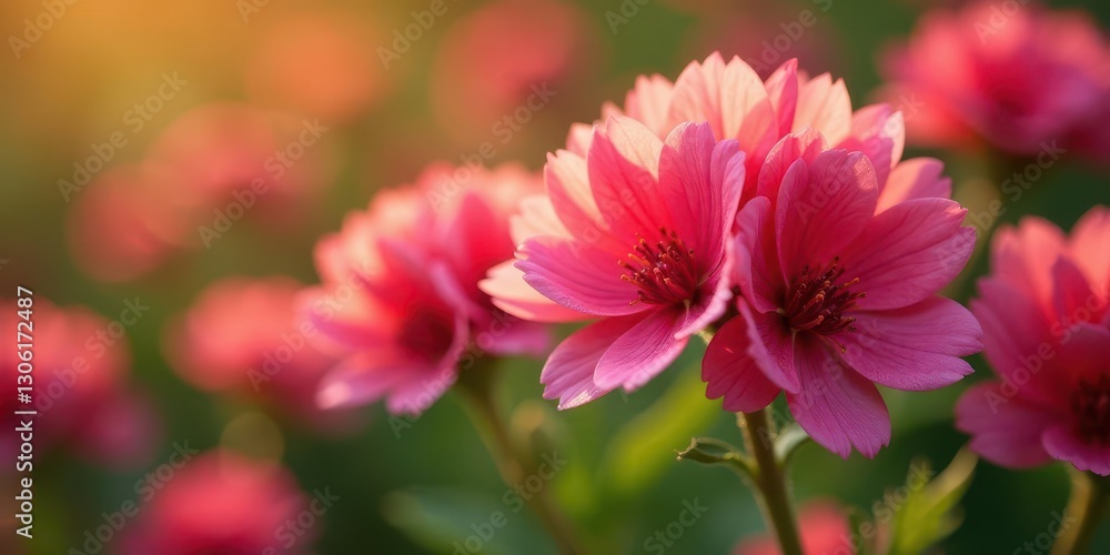 Delicate Pink Blossoms in Soft Golden Light, a Close-Up View of Nature's Beauty Delicate Pink Blossoms in Soft Golden Light, a Close-Up View of Nature's Beauty