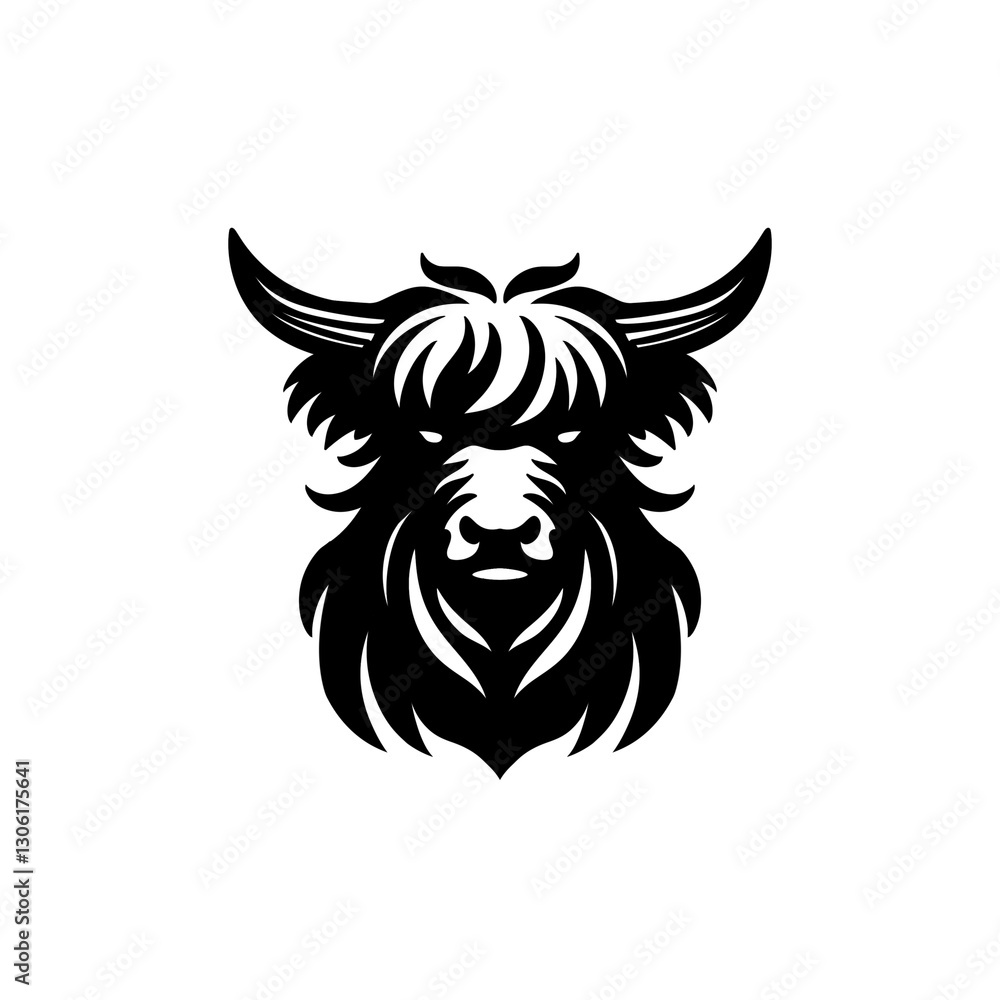 Obraz premium black and white bison head logo