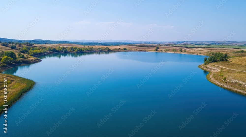 Large reservoirs storing fresh water with clean blue Large reservoirs storing fresh water with clean blue