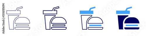 Food delivery icon in 4 different styles. Thin Line, Line, Bold Line, Duotone. Duotone style. Editable stroke