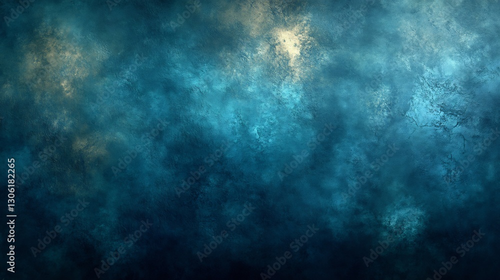 Fototapeta premium Deep teal abstract texture glows softly with subtle yellow highlights. AI Generated