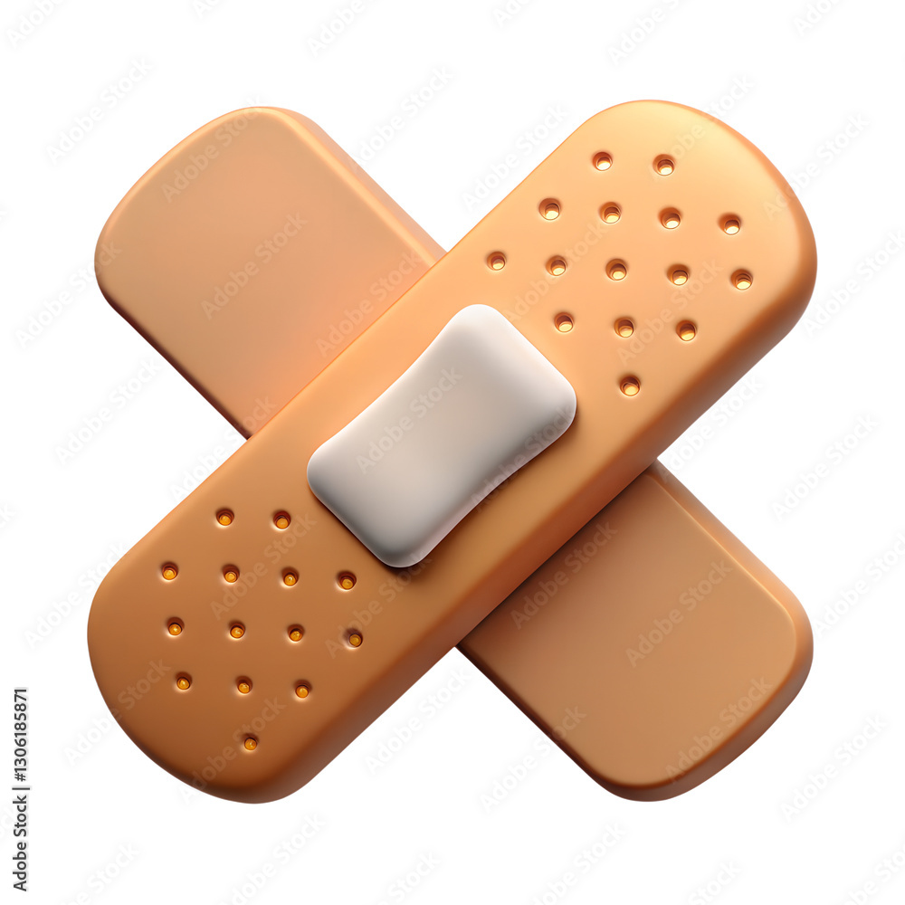 Realistic Medical Plaster. Adhesive Bandage. 3d rendering isolated on white background. Cartoon plastic style icon Realistic Medical Plaster. Adhesive Bandage. 3d rendering isolated on white background. Cartoon plastic style icon