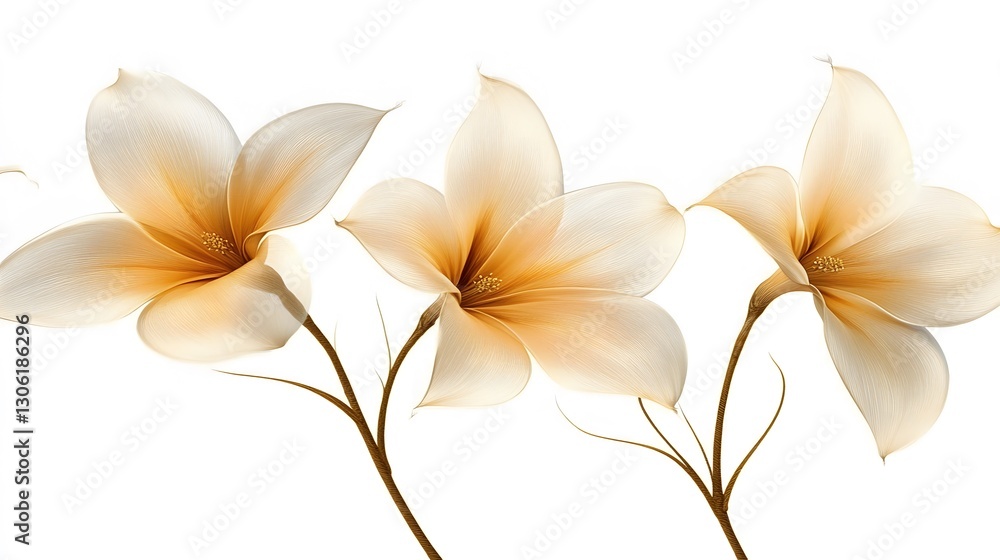 Fototapeta premium Elegant Beige Flowers Artistic Botanical Illustration