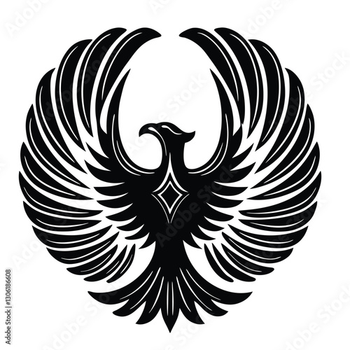 Black and White Phoenix Tribal Tattoo