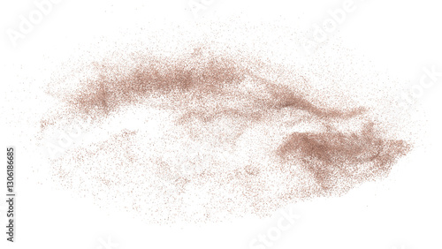3D rendering of scattered sand granules or fine dirt on transparent background
