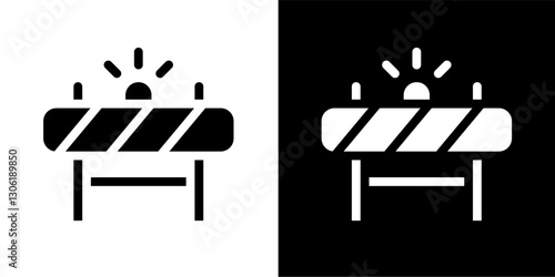 road barrier line and glyph icon, outline and glyph vector sign, linear and glyph style pictogram isolated on white and black. labour symbol, logo, icon, illustration