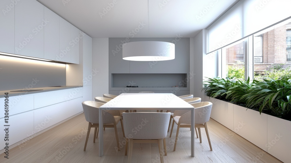 Fototapeta premium Modern Minimalist Dining Room with Elegant Interior Design
