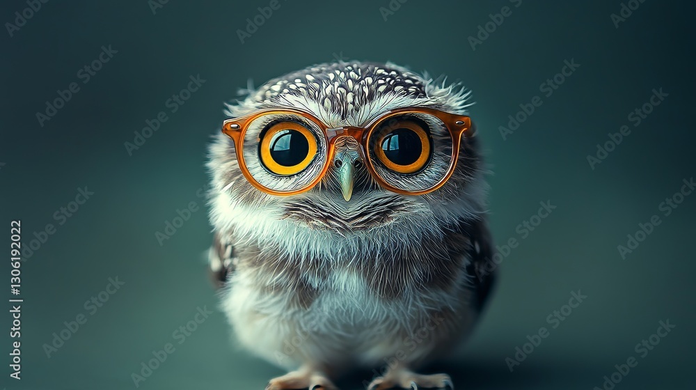 Fototapeta premium An intelligent owl with spectacles, set against a blurred outdoor backdrop, symbolizing education