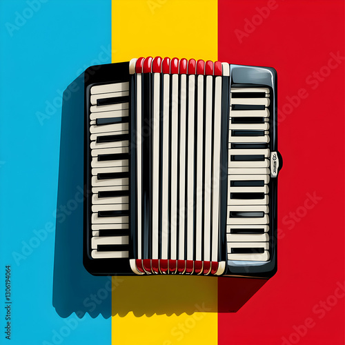 Captivating Accordion Close-Up, A Melodic Symphony of Colors and Keys