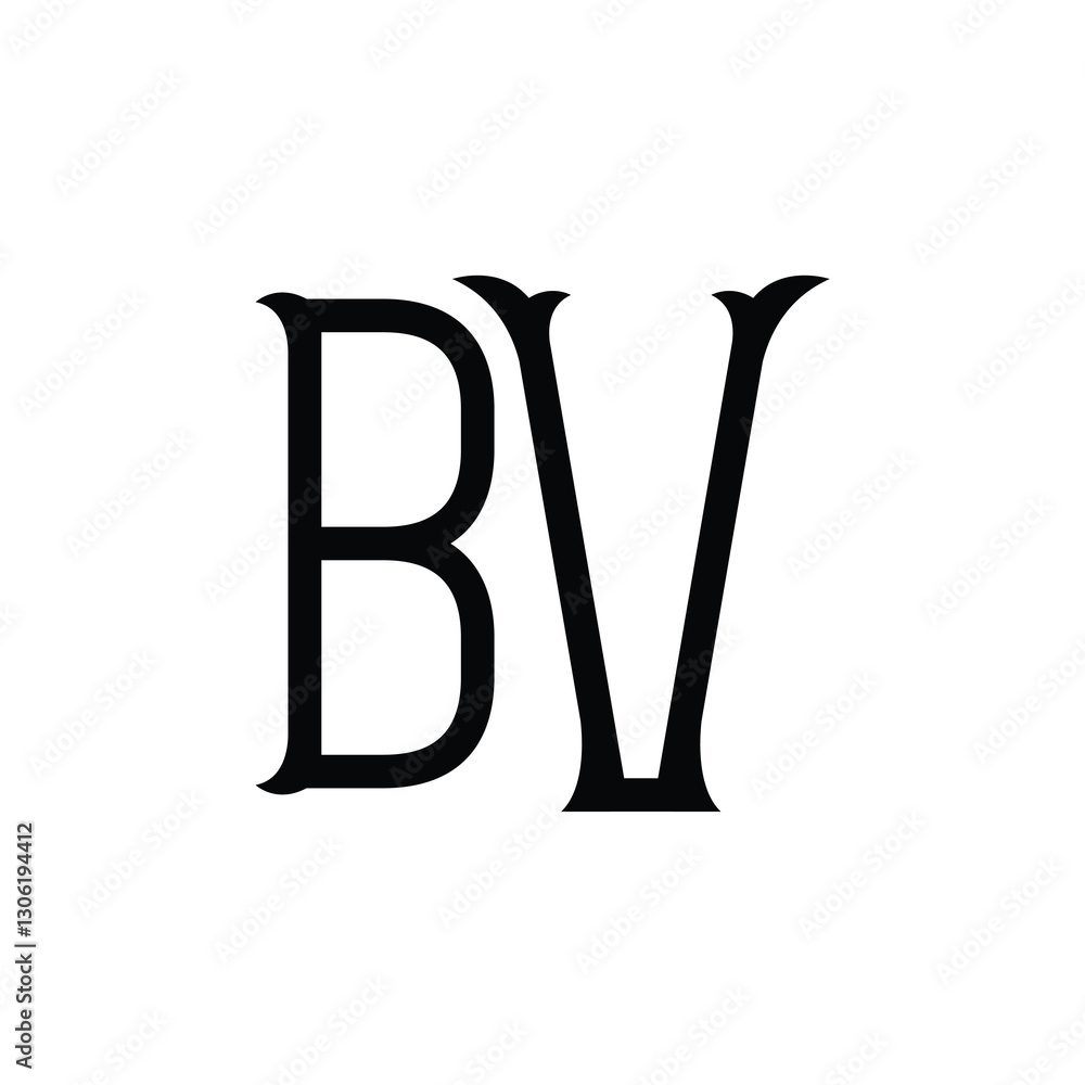 BV monogram logo design letter text name symbol monochrome logotype alphabet character simple logo BV monogram logo design letter text name symbol monochrome logotype alphabet character simple logo