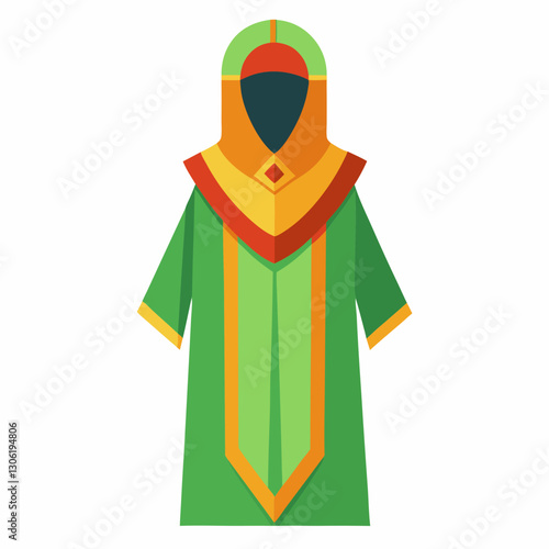 Djellaba Garb Vector Art on White Background