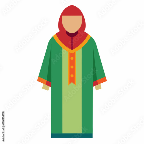 Djellaba Garb Vector Art on White Background