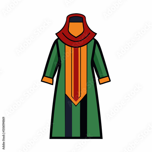 Djellaba Garb Vector Art on White Background