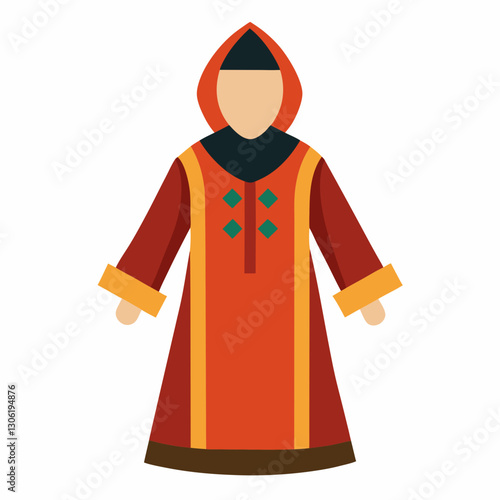 Djellaba Garb Vector Art on White Background