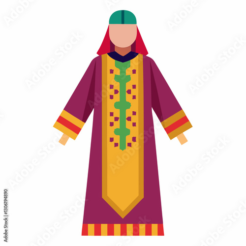 Djellaba Garb Vector Art on White Background