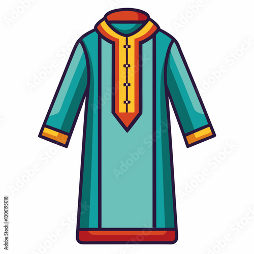 Djellaba Garb Vector Art on White Background
