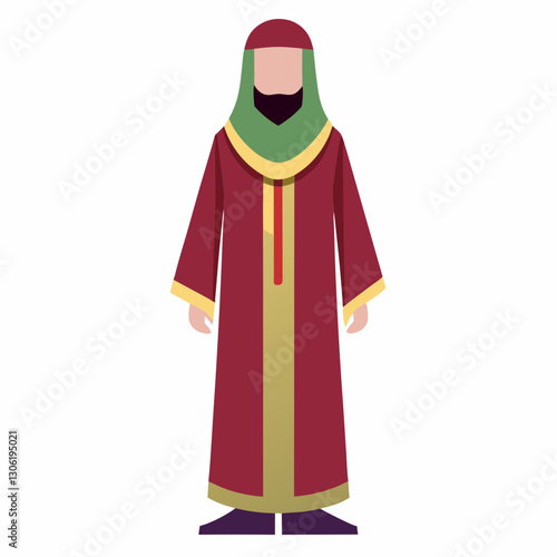 Djellaba Garb Vector Art on White Background