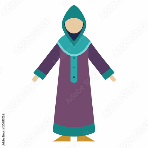 Djellaba Garb Vector Art on White Background