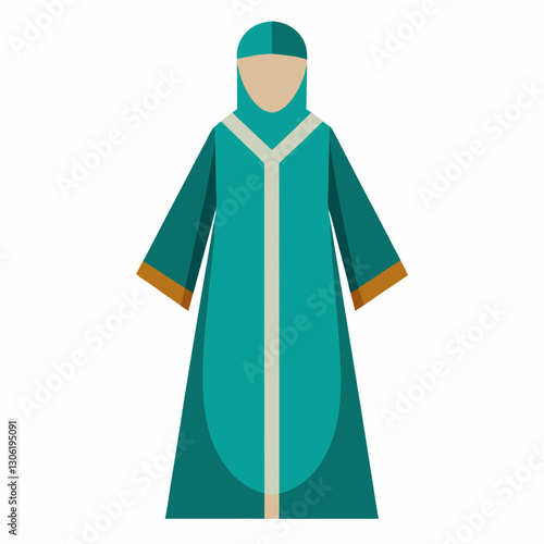 Djellaba Garb Vector Art on White Background