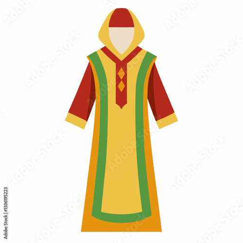 Djellaba Garb Vector Art on White Background