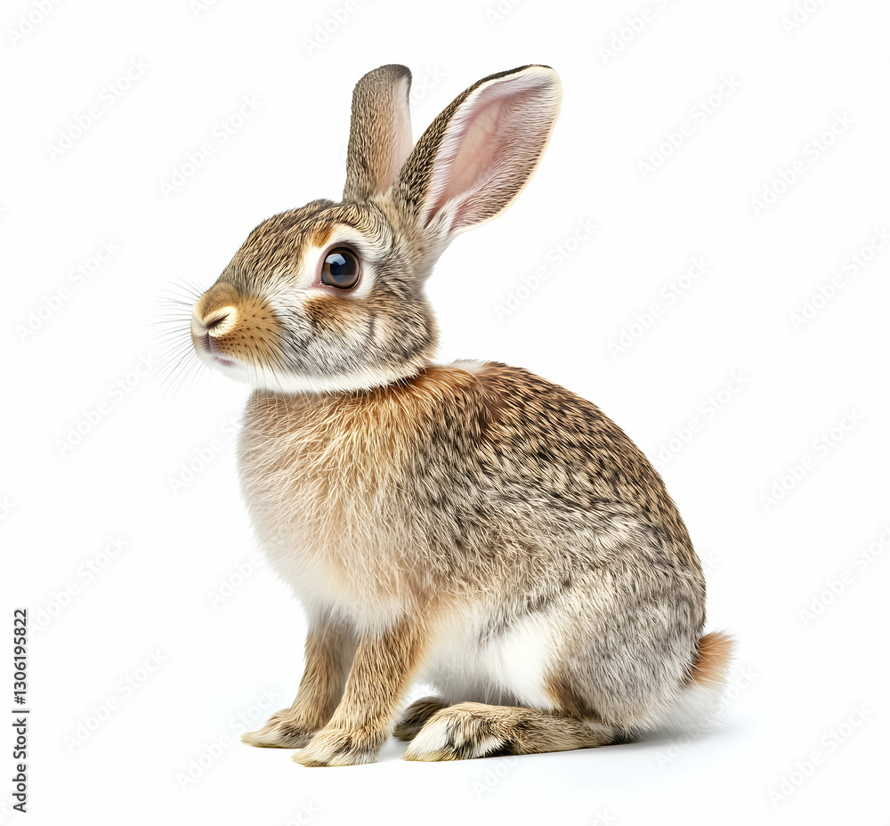 Obraz premium Charming Portrait of a Gentle Rabbit Against a Clean White Background